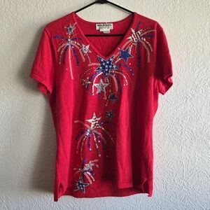Vintage Jack B Quick Red Firework V-Neck Tee